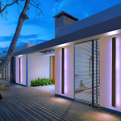 Outdoor Strip Wall Light Black Linear LED Integrated Light